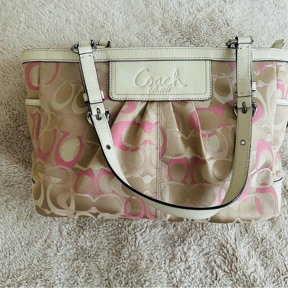 Coach Pink and Cream Shoulder Bag